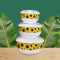 White Sunflower Bowl Set 3 Pcs Plastic Kitchen