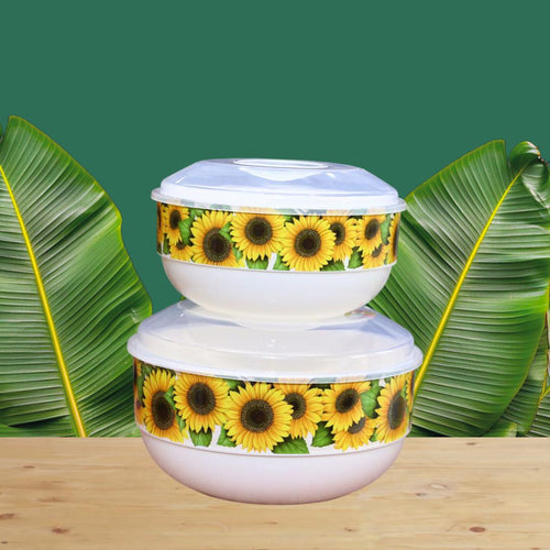 White Sunflower Bowl Set 3 Pcs Plastic Kitchen