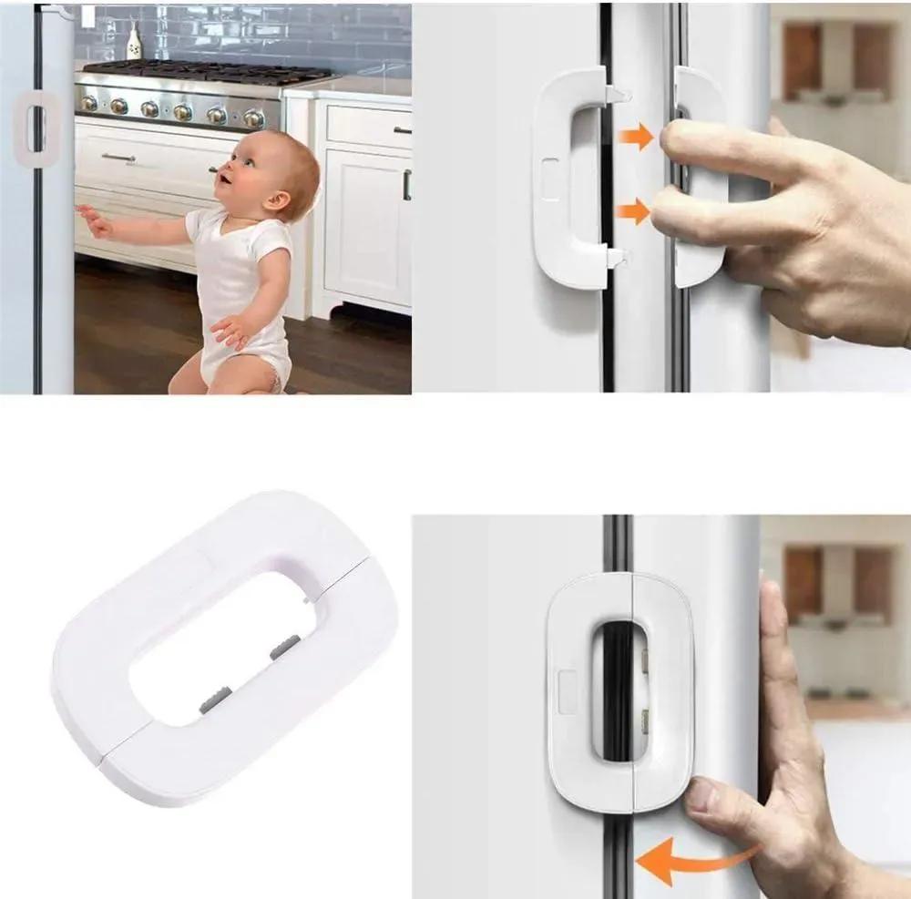 One-Hand Fridge Lock White ABS Plastic